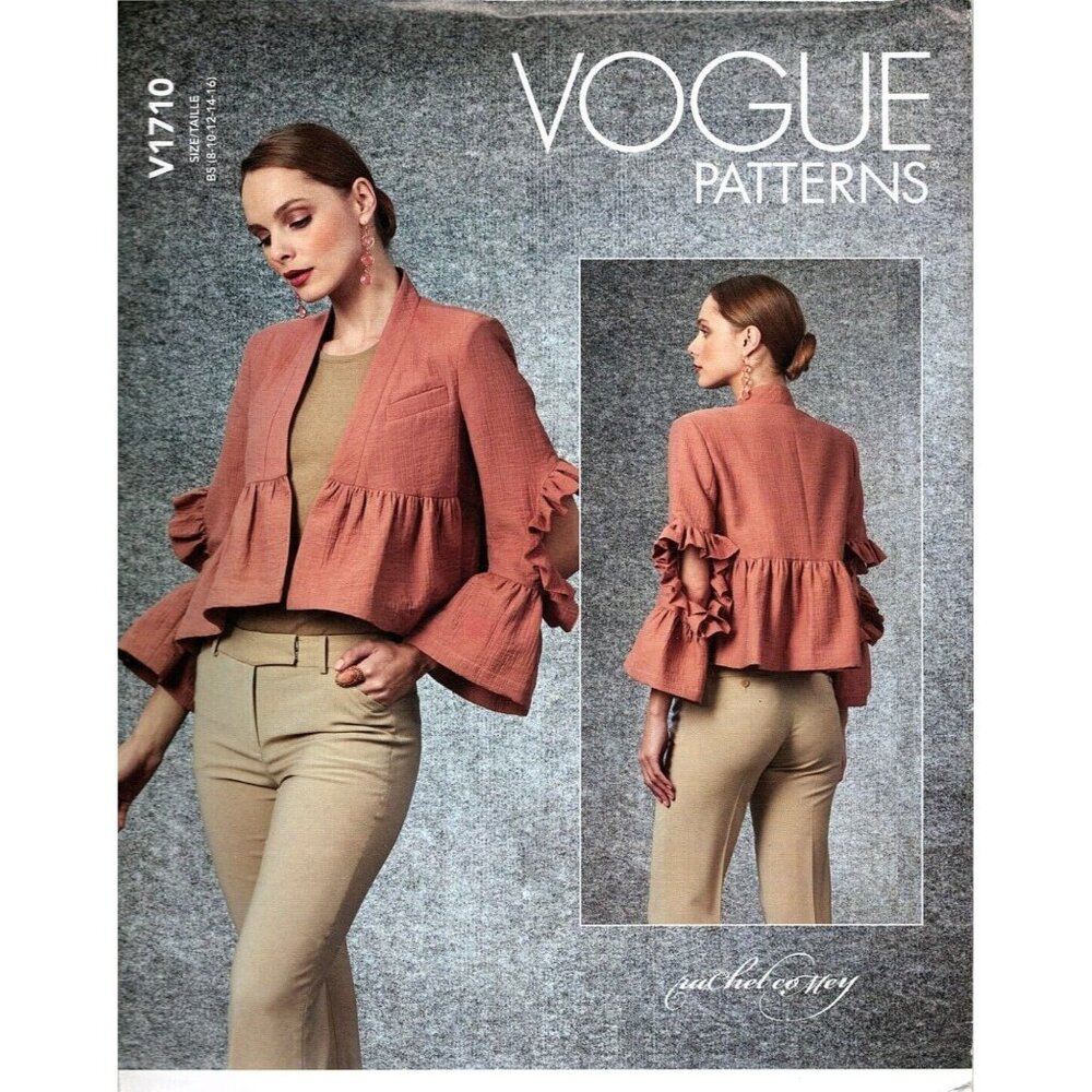 Vogue V1710 Misses 8 to 16 Rachel Comey Ruffle Jacket UNCUT Sewing Pattern